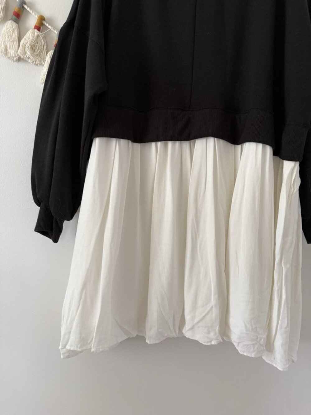 ARULA Black & White Mini Dress - Two-Tone Sweatshirt Style - Picture 7 of 10